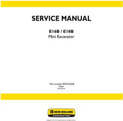 New Holland E16B, E18B Mini Excavator Service Manual