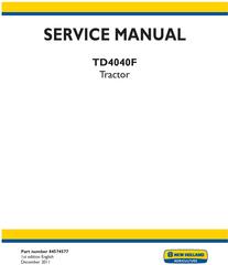 New Holland TD4040F Tractor Service Manual