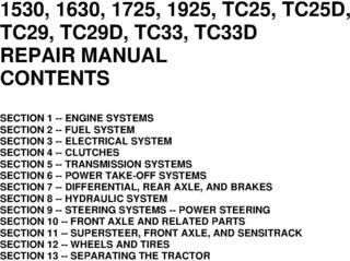 New Holland 1530, 1630, 1725, 1925, TC25, TC25D, TC29, TC29D, TC33, TC33D Tractors Service Manual