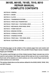 New Holland 5610S, 6610S, 7610S, 7810S, 7010, 8010 Complete Service Manual