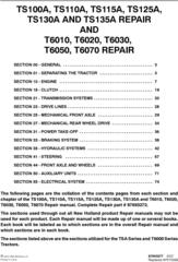 New Holland TS100A, TS110A, TS115A, TS125A, TS130A, TS135A, T6010, T6020, T6030,T6050 Service Manual