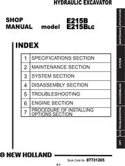 New Holland E215B, E215B LC Excavator Service Manual