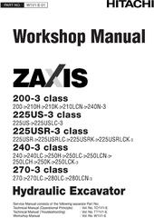 Hitachi Zaxis 200-3,210-3, 225-3, 240-3, 250-3, 270-3,280-3 Series Excavator Workshop Service Manual