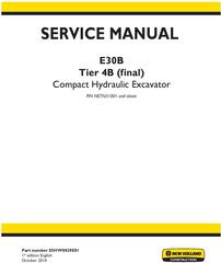 New Holland E30B Tier 4B (final) Compact Hydraulic Excavator (PIN from NETN31001) Service Manual