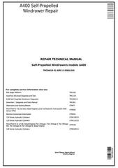 TM106419 - John Deere A400 Self-Propelled Hay and Forage Windrowers Service Repair Technical Manual