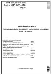 TM10685 - John Deere 444K w.Engine 4045HDW54 (T3) 4WD Loader (SN.before 642100) Service Repair Manual