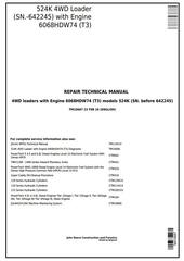 TM10687 - John Deere 524K 4WD Loader (SN.before 642245) w.Engine 6068HDW74 (T3) Service Repair Manual