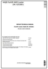 TM11203 - John Deere 444JR Forklift 4WD Loader (SN. 620388-) Service Repair Technical Manual