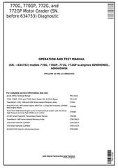 TM11206 - John Deere 770G, 770GP, 772G, 772GP (SN.-634753) Motor Grader Diagnostic&Test Service Manual