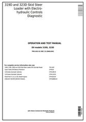 TM11422 - John Deere 319D, 323D Skid Steer Loader w. EH Controls Diagnostic and Test Service Manual
