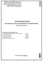 TM11519 - John Deere 350D Series II, 400D Series II Truck Articulated Dump Repair Technical Manual