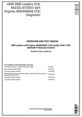 TM12089 - John Deere 444K (SN.642101-670307) 4WD Loader Diagnostic, Operation & Test Service Manual