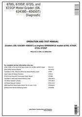 TM12135 - John Deere 670G, 670GP, 672G, 672GP (SN.634380—656507) Motor Grader Diagnostic Service Manual