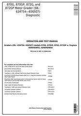 TM12144 - John Deere 870G, 870GP, 872G, 872GP (SN.634754-656507) Motor Grader Diagnostic Service Manual