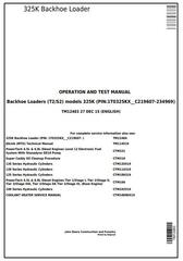 TM12483 - John Deere 325K (T2/S2) Backhoe Loader (SN:C219607-C234969) Diagnostic&Test Service Manual