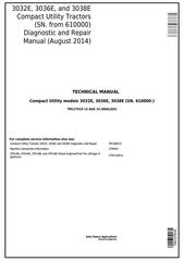 TM127919 - John Deere 3032E, 3036E, 3038E (SN.610000-) Tractors Diagnostic & Repair Technical Manual