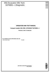 TM12891 - John Deere 35G (SN.K270001—) Compact Excavator Diagnostic, Operation & Test Service Manual