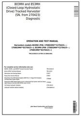 John Deere 803MH, 853MH (Closed-Loop Hydr.Dr) Harvester (SN. 270423-) Diagnostic Manual (TM13150X19)