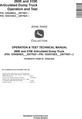 John Deere 260E, 310E Articulated Dump Truck (SN. D677827-) Diagnostic Technical Manual (TM13843X19)