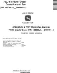 John Deere 700J-II (SN. D000001-) Crawler Dozer Operation & Test Technical Manual (TM14273X19)