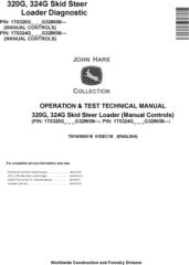 John Deere 320G, 324G Skid Steer Loader (Manual Controls) Operation & Test Technical Manual (TM14300X19)