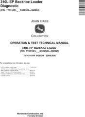 John Deere 310L EP Backhoe Loader Operation & Test Technical Manual (TM14311X19)