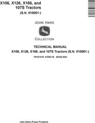 John Deere X106, X126, X166, and 107S Tractors (SN. 010001-) Technical Service Manual (TM151219)