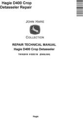 Hagie D400 Crop Detasseler Repair Technical Manual (TM152919)