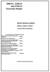 TM1931 - John Deere 200CLC, 230CLC and 270CLC Excavator Service Repair Technical Manual