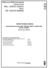 TM1941 - John Deere 350D, 400D Truck Articulated Dump XXXXXX - 608489 Repair Technical Manual