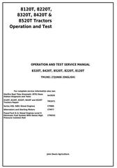 TM1981 - John Deere 8120T, 8220T, 8320T, 8420T, 8520T Tracks Tractor Operation & Test Service Manual