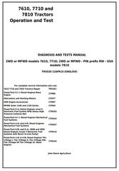 TM2030 - John Deere 7610, 7710 and 7810 USA Tractors Diagnosis and Tests Service Manual