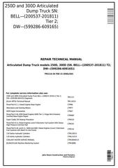 TM2116 - John Deere 250D, 300D Truck Articulated Dump XXXXXX-609165 Repair Technical Manual