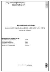 TM2207 - John Deere 244J (SN.-23289) , 304J (SN.-23371) Compact Loader Service Repair Technical Manual