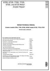 TM2256 - John Deere 670D, 672D, 770D, 772D, 870D, 872D Motor Grader Service Repair Technical Manual