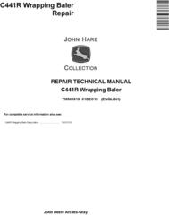 John Deere C441R Wrapping Baler Service Repair Technical Manual (TM301819)