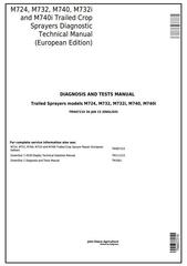 TM407219 - John Deere M724, M732, M740, M732i, M740i Trailed Crop Sprayers Diagnostic Service Manual