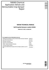 TM407419 - John Deere R4040i Demountable Self-Propelled Crop Sprayer Service Repair Technical Manual