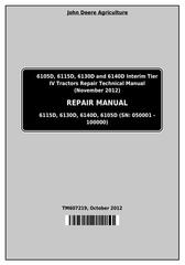 TM607219 - John Deere Tractor 6105D, 6115D, 6130D, 6140D (SN:050001-100000) Service Repair Technical Manual