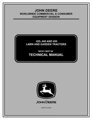 TM1517 - John Deere 425, 445 & 455 Lawn and Garden Tractors All Inclusive Technical Service Manual