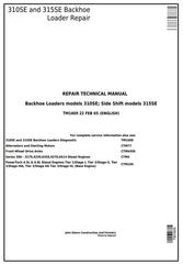 TM1609 - John Deere 310SE Backhoe Loader, 315SE Side Shift Loader Service Repair Technical Manual