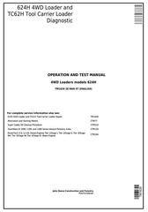 TM1639 - John Deere 624H 4WD Loader and TC62H Tool Carrier Loader Diagnostic and Test Service manual