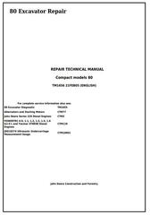 TM1656 - John Deere 80 Midi Excavator Service Repair Technical Manual