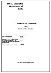 TM1661 - John Deere 160LC Excavator Diagnostic, Operation and Test Service Manual