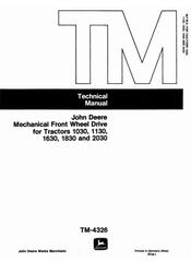 TM4326 - John Deere Front Wheel Drive for 1030, 1130, 1630, 1830, 2030 Tractors Component Technical Manual