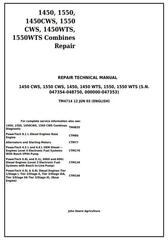 TM4714 - John Deere 1450, 1550, 1450CWS, 1550CWS, 1450WTS, 1550WTS Combines Repair Service Manual