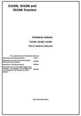 TM4772 - John Deere 5310N, 5410N and 5510N (Europe) Tractors Diagnostic and Repair Technical Manual