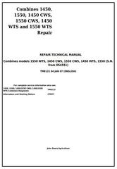 TM8121 - John Deere Combines 1450, 1550, 1450CWS, 1550CWS, 1450WTS, 1550WTS Service Repair Manual