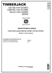 TMF389377 - Timberjack 535 (SN.017081-) 530B Ser.2 (SN.017086-) Trailer Mount Log Loader Repair Manual